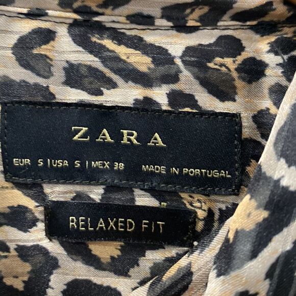 Zara Leopard Print Sheer Long Sleeves Button Down Shirt - Picture 4 of 8
